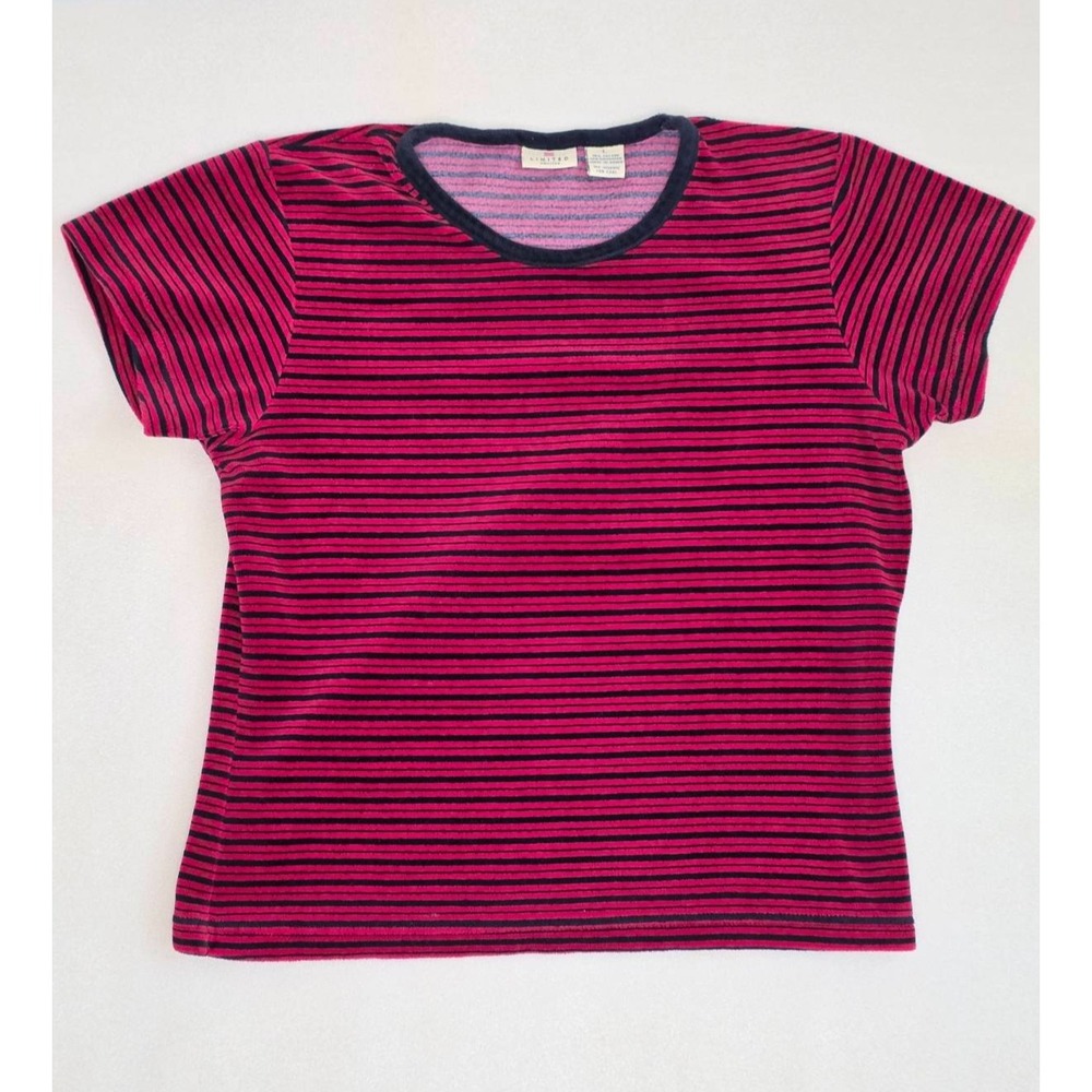 Limited‎ America Women's T-Shirt Size L Red Velour Stretch Top Vintage